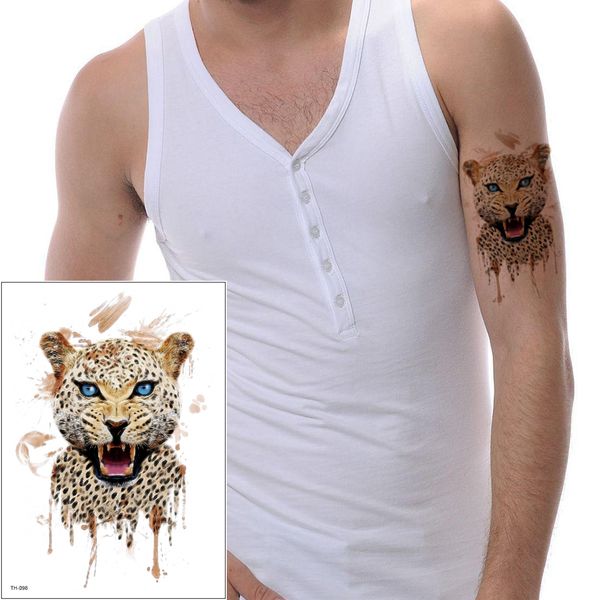 Acheter Férocité Leopard Tatouage Temporaire Autocollant Hommes Femmes Body Art Tattoo Bras Manches Jambe Bras Designs Autocollants Animaux étanche Th