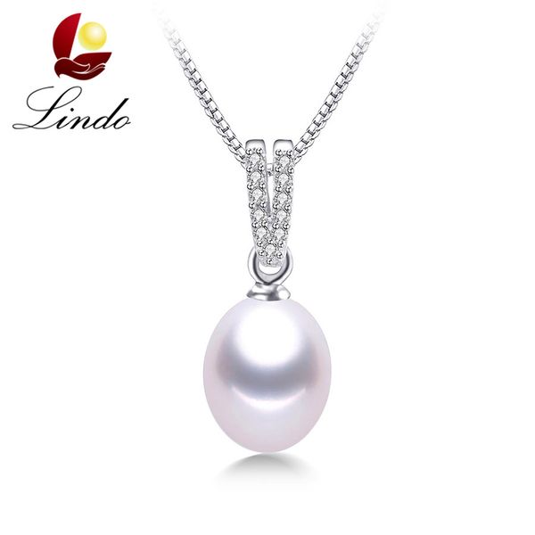 

lindo selling 925 sterling silver necklaces for women 8-9mm high luster natural freshwater pearl pendant 45cm jewelry summer