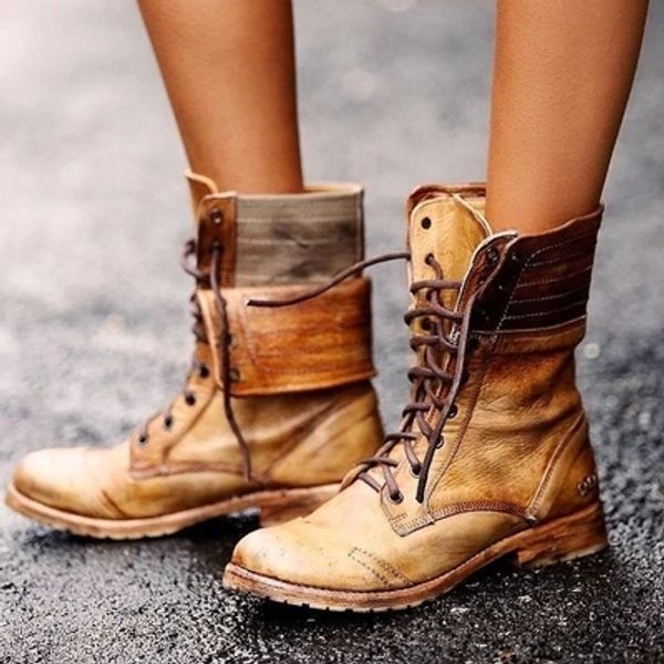 

2020 new lace-up winter motorcycle boots women british style fashion gothic punk low heel bule boot shoe plus size, Black