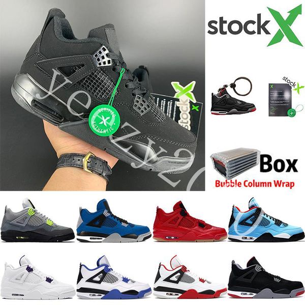 

new black cat 2020 4 4s jumpman basketball shoes bred neon wings encore cactus jack white cement mens designer sneakers trainer us 7-13