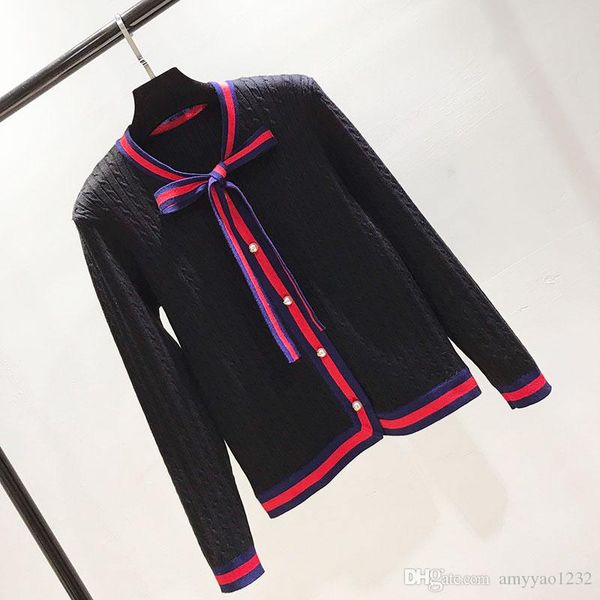 

2018 бесплатная доставка шеи экипажа красный белый черный щитовые дизайнер свитер марка в том же стиле luxury свитер женская кардиган, White;black