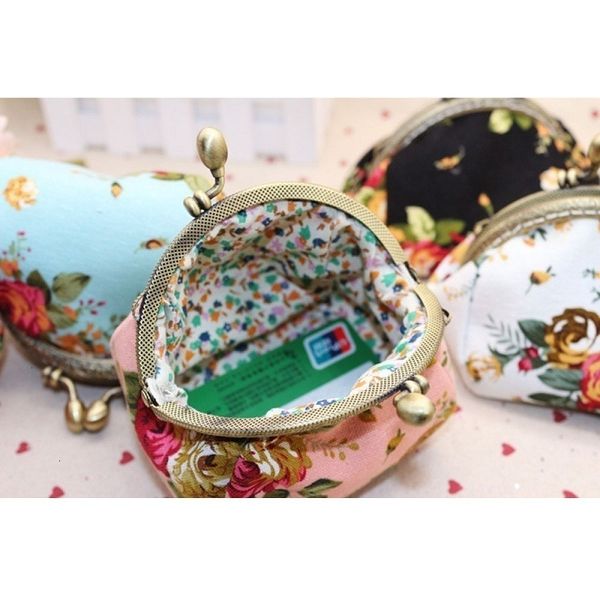 

coin purse women lady vintage flower small wallet hasp printing floral clutch bag good gift jul28 drop shipping, Red;black