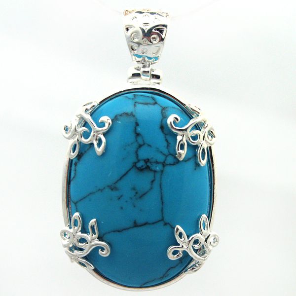 

elegant 925 sterling silver blue amulet necklace pendant 35*20mm