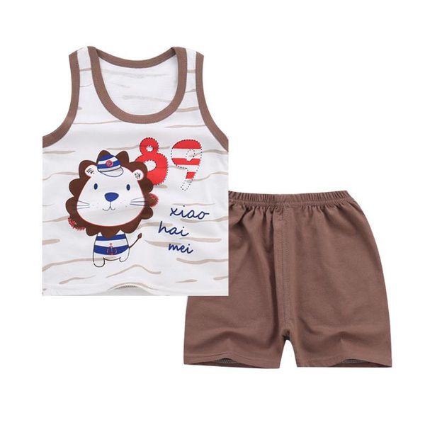 

baby boy girl kids sleeveless cartoon tracksuit sport suit vest pants clothing fashion summer sets outfits clothes newborn 2020, White