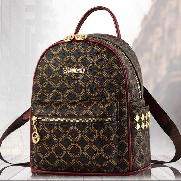 

new arrival 2020 fashion gold rivet backpack for women pu leather backpack female travel luxury backpacks designer