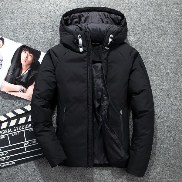 

2019 men winter feather jacket men's hooded camouflage parka jackets white mens thick jacket ultralight duck down male, Black