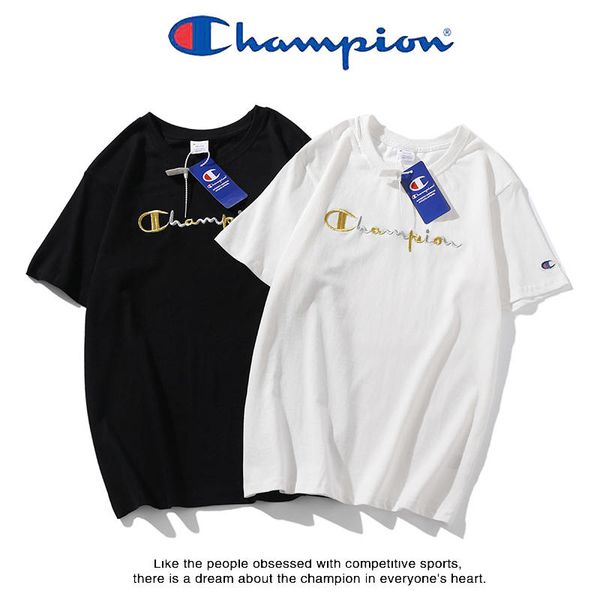 

20/champion fashion designer men tshirt casual wild breathable cotton summer blouse private business brand loose shirt boutique selling, White;black