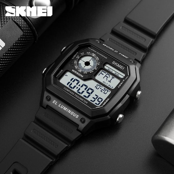 

skmei compass countdown sports watches mens watches men wrist watch waterproof electronic digital male watch, Slivery;brown