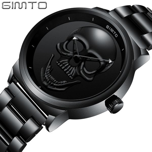 

gimto fashion couole watch casual gold lover's skull watch unique 3d skeleton pattern women men watches, Slivery;brown