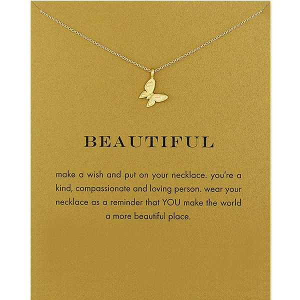 

card statement necklace vintage choker necklace pendant charm women friend gifts good luck butterfly charm necklaces fashion jewelry, Silver
