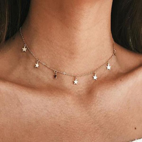 Criativo Estrela Colar Conjunta Pingente Mulheres Gif Pentagram Boho Colar Bijoux Femme Regalos Para Mujer Frete Grátis