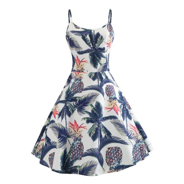 

casual dresses summer dress women spaghetti strap print vintage elegant sleeveless big swing a-line midi plus size qy0911, Black;gray
