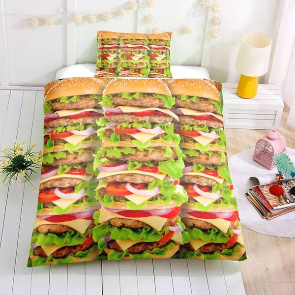 Hot Selling Bedding Set For Children Hamburger Printed 3d Duvet