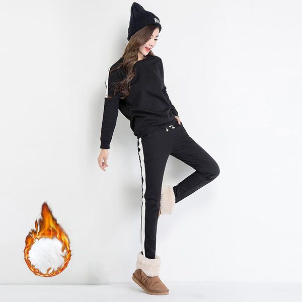 

winter striped tracksuit long sleeve stitching sweatshirts casual suit women clothing 2 piece set +pants sporting suit clothing quality, Gray