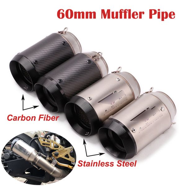

60mm universal motorcycle exhaust tip muffler pipe carbon fiber short 160mm for street auto bike