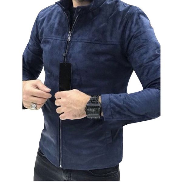 

slim autumn winter clothes men fashion fleece jackets vintage jaqueta masculino stand collor zipper casaco masculino casual coat, Black;brown
