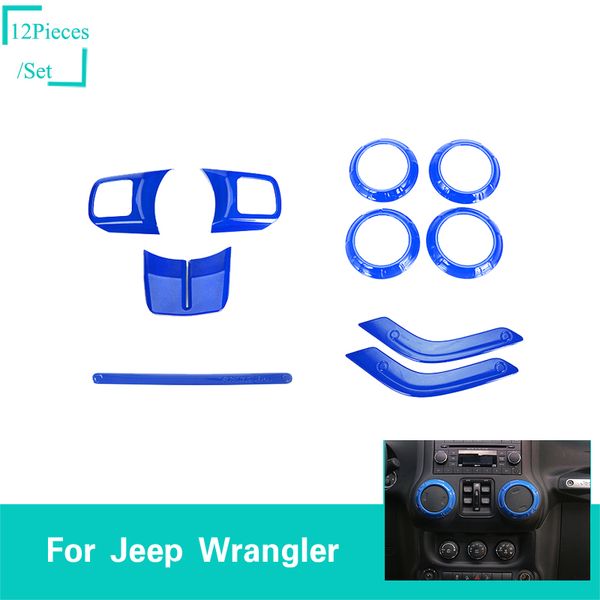 Abs Blue Interior Kit Decoration 2 Doors Decoration Cover For Jeep Wrangler Jk 2011 2017 Car Accessories Car Interior Decoration Car Interior