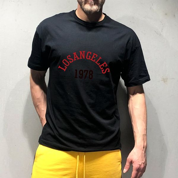 

losangeles 1978 t shirt men summer cotton short sleeve man t-shirt hip hop t-shirt casual mens tee shirt, White;black