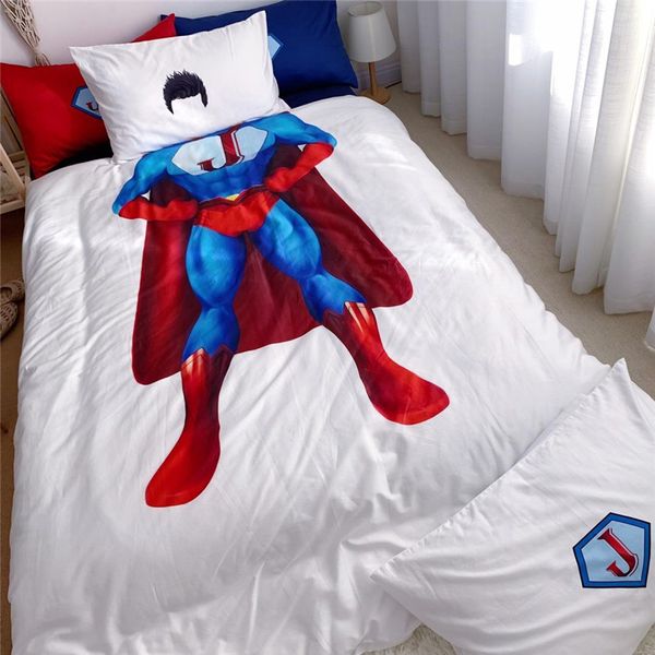 Luxury Egypt Cotton 3d Hero Superman Cartoon Bedding Set For Kids