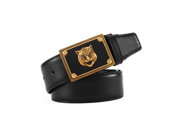 

дизайн головы тигра фирменный роскошный пояс дизайнерские ремни для мужчин женщин модный кожаный ремень повседневная гладкая пряжка 3 цвета, Black;brown