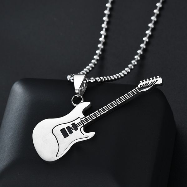 

electric guitar pendant long chain necklace music lover guitar gift