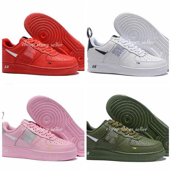 

fashion 1 utility classic black white men women casual shoes pink one sports skateboarding high low cut red trainers air designer sneakers, White;red