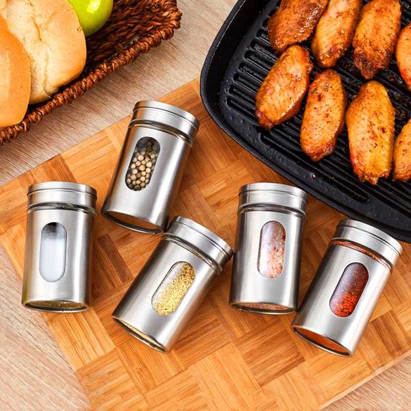 

glass spice sauce storage jar seasoning herbs container condiment holder bbq cooking accessories kitchen organizer