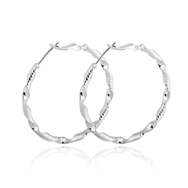 

1 pair of hoop earrings fashion hollow screw style women girls 18k platinum plated ear pendants earrings (silver, Golden;silver