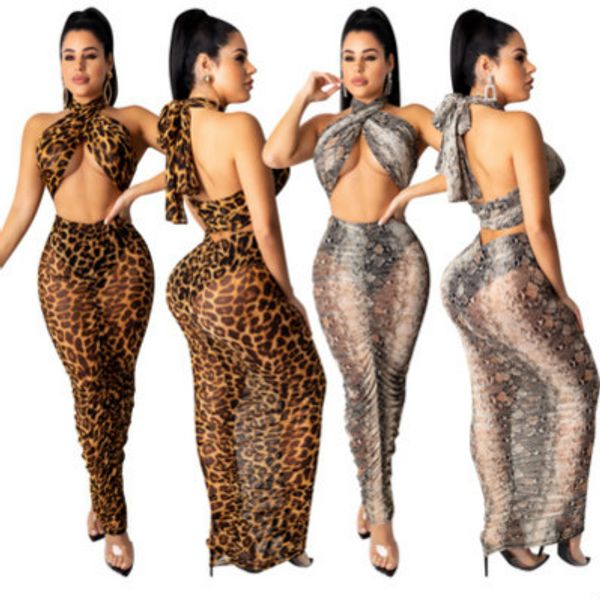 

women fashion two piece dress womens casual leopard suits ladys leopard snake print dresses womens summer perspective clothing, White