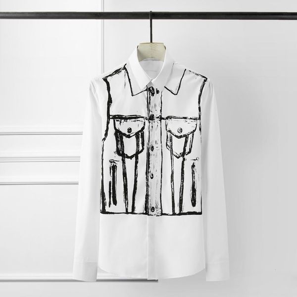 

белые мужские рубашки роскошные поддельные из двух частей ручной печати с длинным рукавом партии мужские рубашки плюс размер 4xl slim fit по, White;black