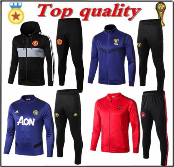 

19 20 manchester jacket soccer tracksuits sweatshirt pogba martial rashford soccer jacket size s-2xl, Black