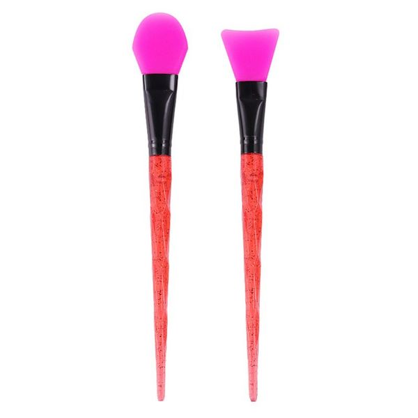 

2pcs/set silicone makeup facial mud mask brush with clear faux crystal handle