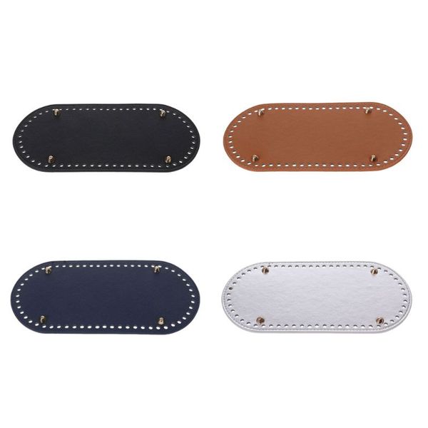 

new 1 pc oval long bottom for knitting bag pu leather 60 holes women bags handmade diy craft accessories 4 colors, Black