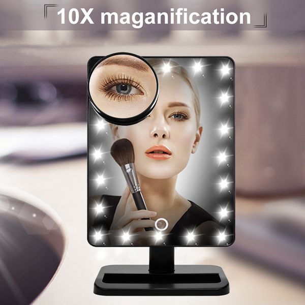 

led light makeup mirror with 10x magnification touching sensor dimming portable mirror dja99