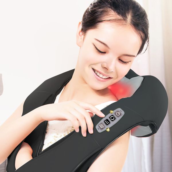 Massageador elétrico U Forma Shiatsu Cervical costas e pescoço massageador multifuncional Xaile infravermelho massagem aquecida Máquina Relax