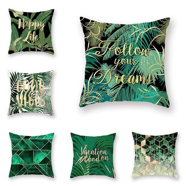 

geometric plant leaves pillowcase square 45x45cm decorative pillow cases for home fashion waist soft room pillow cover