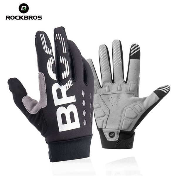 

rockbros winter cycling bicycle gloves windproof thermal warm fleece gloves men women motorcycle snow skiing sport bike glove, Black