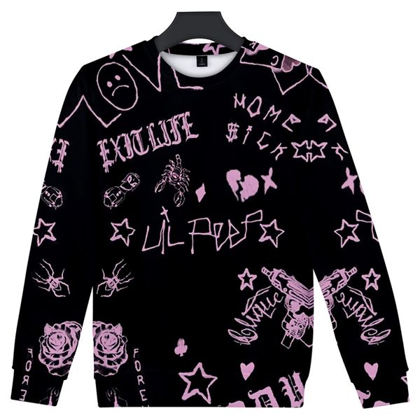 

new lil peep sweatshirt fashion casual capless o-neck hoodie lp men/women winter popular harajuku style pullover streetwear, Black
