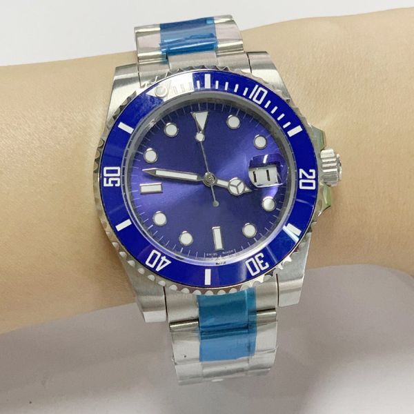 

40mm mens automatic 116610 black/blue/green dail watches 18k gold clasp ceramic bezel stainless steel sub watches, Slivery;brown