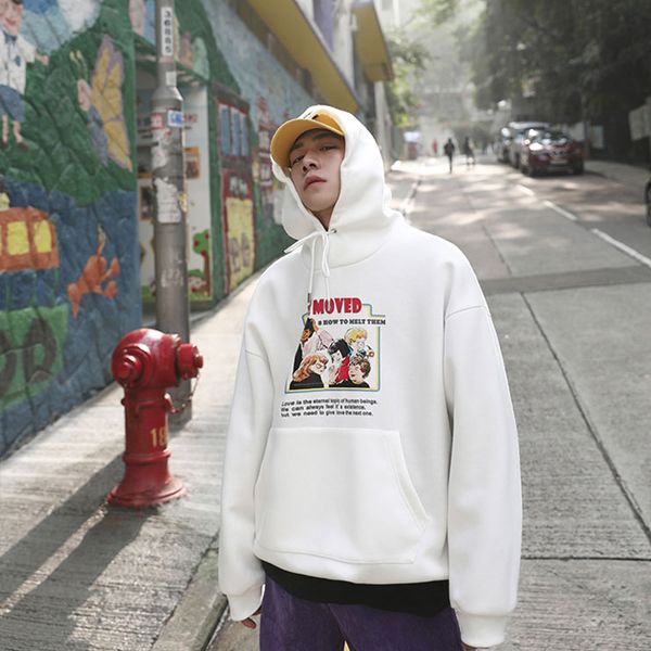 

новая весна 2019 хлопка мультфильм балахон японское аниме для мужчин с капюшоном, Black