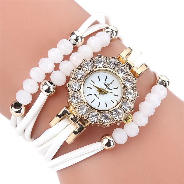 

women watches uhren damen popular quartz watch bracelet flower gemstone wristwatch montres femmes 2019 relojes, Slivery;brown