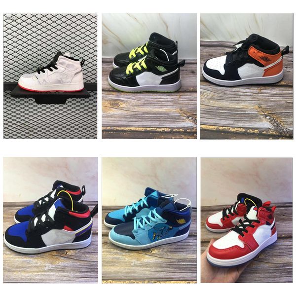 

2020 high 1 1s ts 6s youth kids basketball shoes chicago white university blue new born baby infant toddler trainers boys girls sneakers, Black