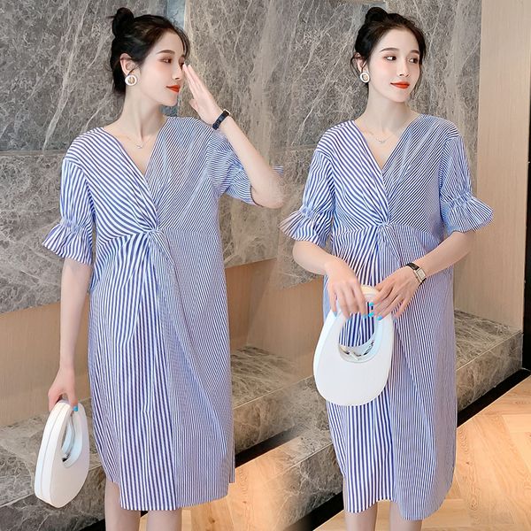 

maternity dresses spot dress fashionable mother style personality short sleeve blouse, White