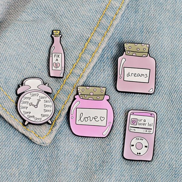 

jar alarm clock mp3 combination innovation new product fashion creative cute personality brooch decoration lapel denim, Gray