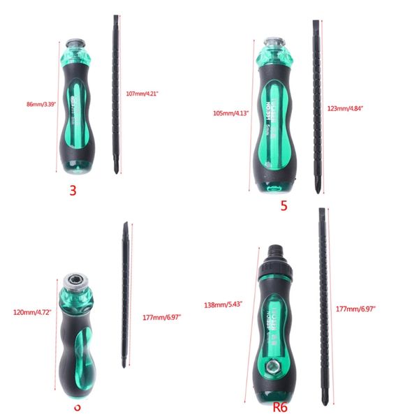 

3/5/6" mini ratchet screwdriver dual-end slotted cross household hand tool 77uc