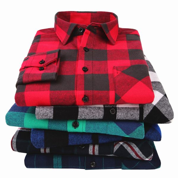 

100% cotton flannel men's plaid shirt slim fit spring autumn male brand casual long sleeved shirts soft comfortable 4xl, White;black