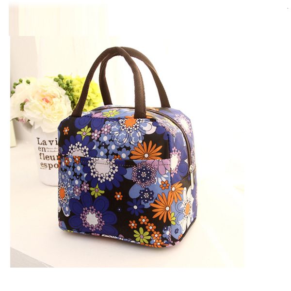 

красочный обед сумка wave dot lonchera сумка портативный bento lunch сумки для женщин портативный карри tote высокого качества, Blue;pink