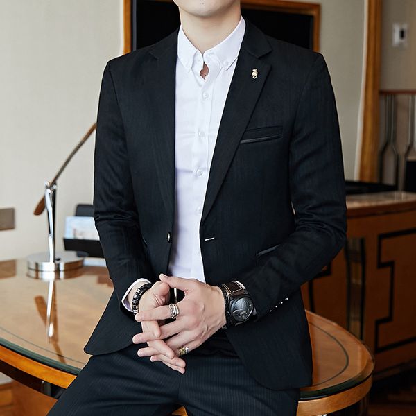 

2020 spring casual business men blazer men's wedding party blazer social men's club prom slim plus size 5xl, White;black