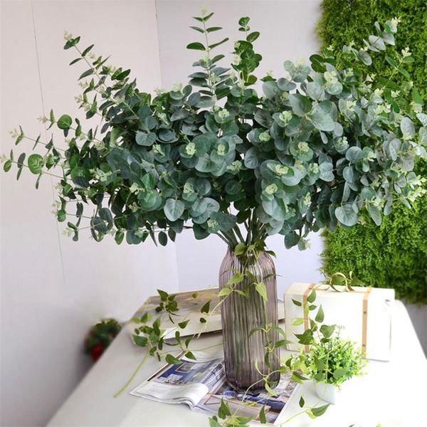 

green artificial leaves large eucalyptus leaf plants wall material decorative fake plants for home shop garden party decor