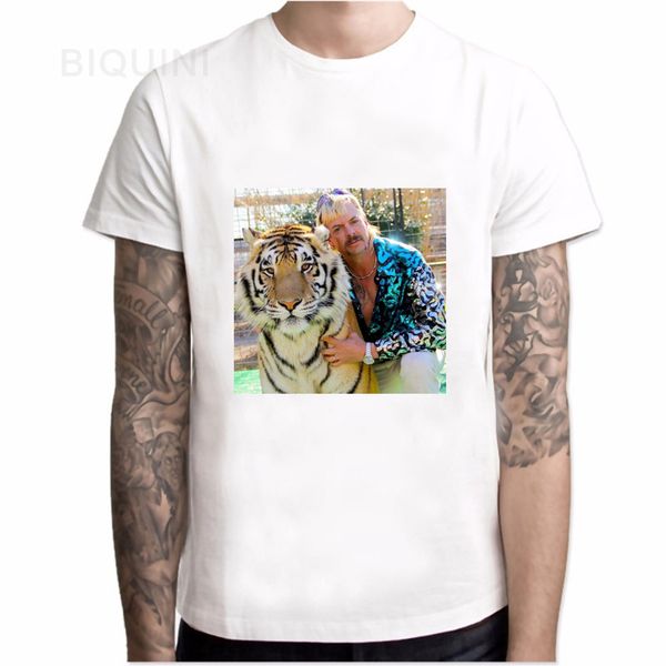 

men's t shirt tiger king joe exotic artwork art printed tee 2020 summer new black trim t shirt make america exotic again, White;black